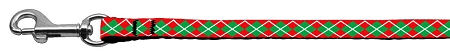 Christmas Argyle Nylon Ribbon Leash 3/8 wide 6ft Long